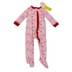 NWT James & Lottie Size 6M Letters to Santa Zippy Pajamas in Pink